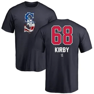 Men's Seattle Mariners George Kirby Navy Name and Number Banner Wave T-Shirt