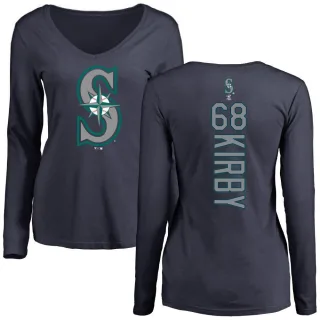 Women's Seattle Mariners George Kirby Navy Backer Slim Fit Long Sleeve T-Shirt